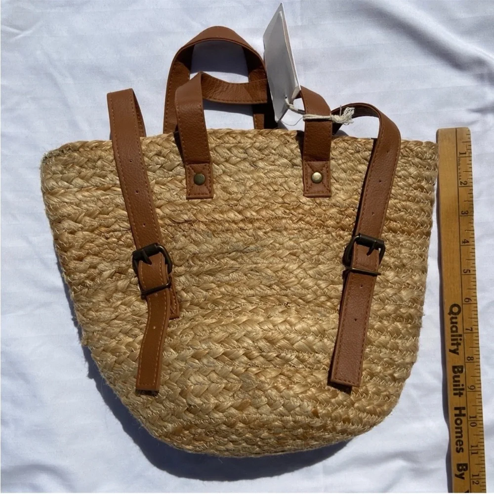 XIX PALMS Beach Insulated Cooler Picnic Shorebreak Woven Jute Backpack NEW